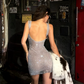 Shiny Homecoming Dress Square Sequins Dress Back to School Outfits Party Dress  D6377