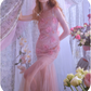 Elegant Prom Dress Spaghetti Strap Flower Rinestone Tulle Dress Evening Dress   D6379