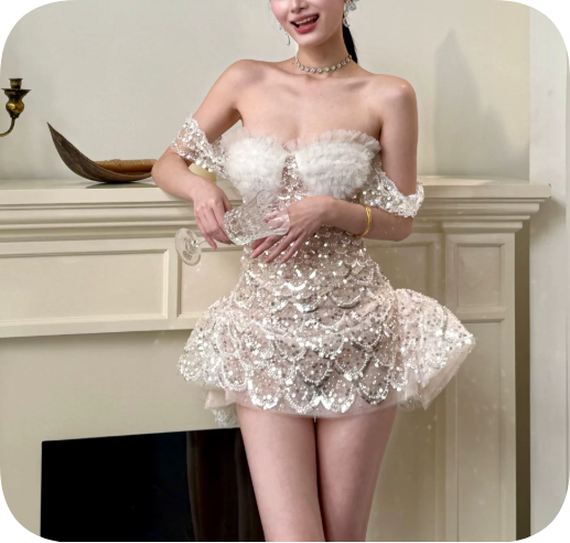 New Homecoming Dress Sweetheart Sequins Dress Back to School Outfits Party Dress  D6383