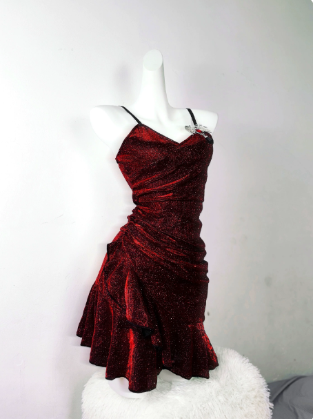 Pretty Homecoming Dress Spaghetti Strap Hugging Back to School Outfits Party Dress  D6441