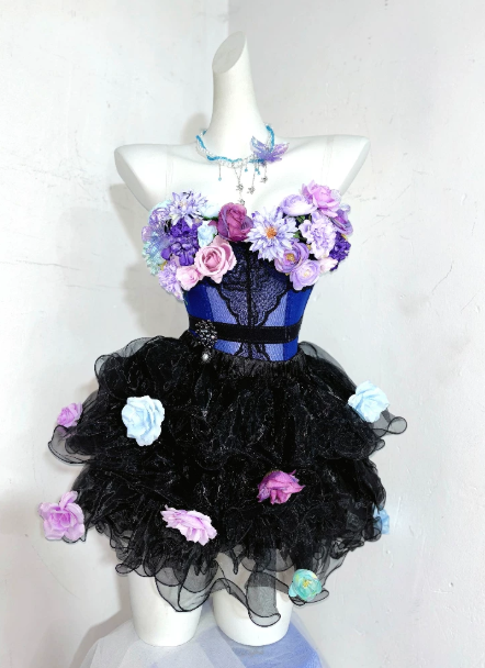 Pretty Homecoming Dress Strapless Flower Cascade Back to School Outfits Party Dress  D6442
