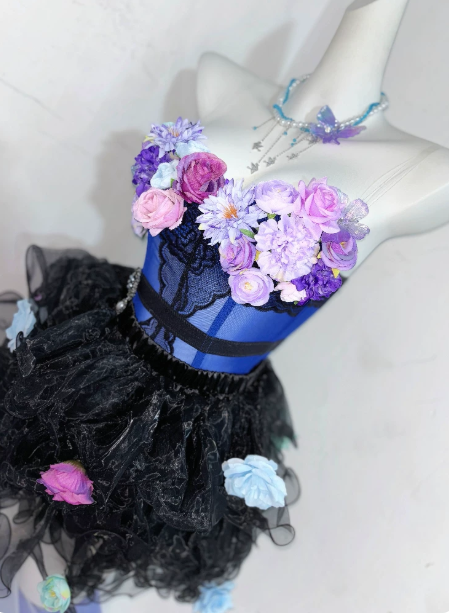 Pretty Homecoming Dress Strapless Flower Cascade Back to School Outfits Party Dress  D6442