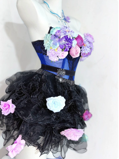 Pretty Homecoming Dress Strapless Flower Cascade Back to School Outfits Party Dress  D6442