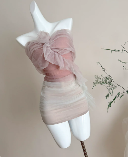 Sweet Homecoming Dress Strapless Tulle Back to School Outfits Party Dress  D6443