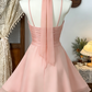 Beauty Homecoming Dress Halter Pleated Back to School Outfits Party Dress  D6493