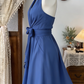 Elegant Homecoming Dress Halter Bowknot Backless Back to School Outfits Party Dress  D6491