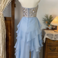 Elegant Homecoming Dress Sweetheart Hi-Lo Rinestone Back to School Outfits Party Dress  D6500