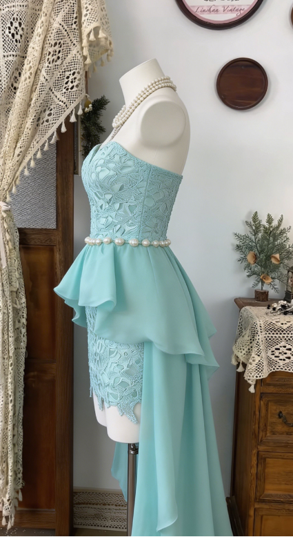 Stunning Homecoming Dress Sweetheart Pearl Tulle Hi-Lo Back to School Outfits Party Dress  D6497