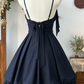 Beauty Homecoming Dress Halter Pleated Back to School Outfits Party Dress  D6495