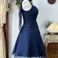 Beauty Homecoming Dress Halter Pleated Back to School Outfits Party Dress  D6494