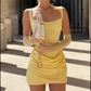 Charming Homecoming Dress Square Pleated Prom Dress Back to School Outfits Party Dress  D6306