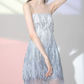 Shiny Homecoming Dress Spaghetti Strap Tassel Back to School Outfits Party Dress  D6505