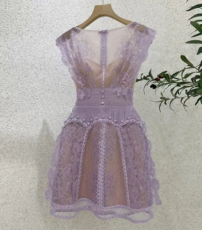 Elegant Homecoming Dress Jewel Lace Back to School Outfits Party Dress  D6506