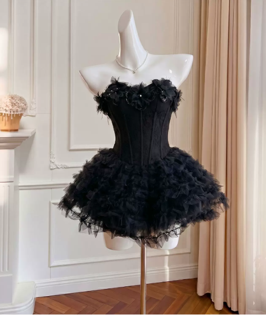 Charming Homecoming Dress Sweetheart Lace Cascade Back to School Outfits Party Dress  D6509