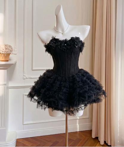 Charming Homecoming Dress Sweetheart Lace Cascade Back to School Outfits Party Dress  D6509