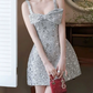 Shiny Homecoming Dress Spaghetti Strap Sequins Bowknot Back to School Outfits Party Dress  D6512
