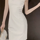 Stunning Homecoming Dress V Neck Pearl Back to School Outfits Party Dress  D6514