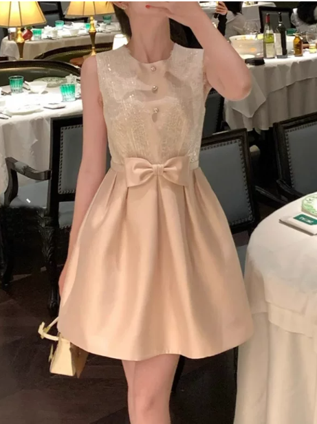 Elegant Homecoming Dress Jewel Bowknot Back to School Outfits Party Dress  D6517