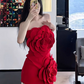 Pretty Homecoming Dress Strapless Bowknot Back to School Outfits Party Dress  D6518