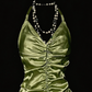 Pretty Homecoming Dress V Neck Pleated Back to School Outfits Party Dress  D6549