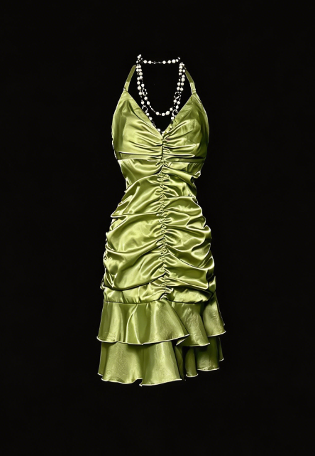 Pretty Homecoming Dress V Neck Pleated Back to School Outfits Party Dress  D6549