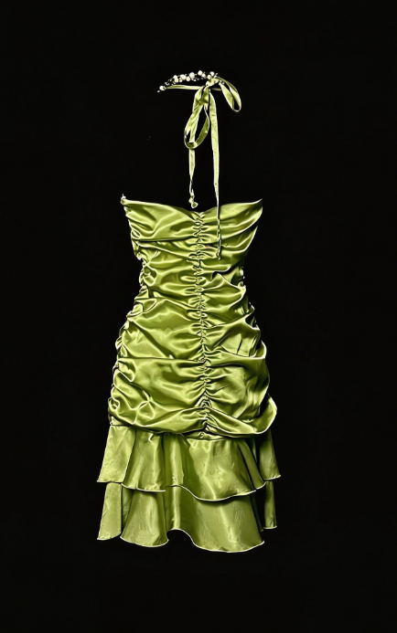 Pretty Homecoming Dress V Neck Pleated Back to School Outfits Party Dress  D6549