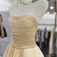 Simple Homecoming Dress Strapless Pleated Tulle Back to School Outfits Party Dress  D6562