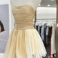 Simple Homecoming Dress Strapless Pleated Tulle Back to School Outfits Party Dress  D6562