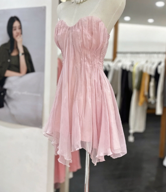 Simple Homecoming Dress Sweetheart Pleated Back to School Outfits Party Dress  D6563