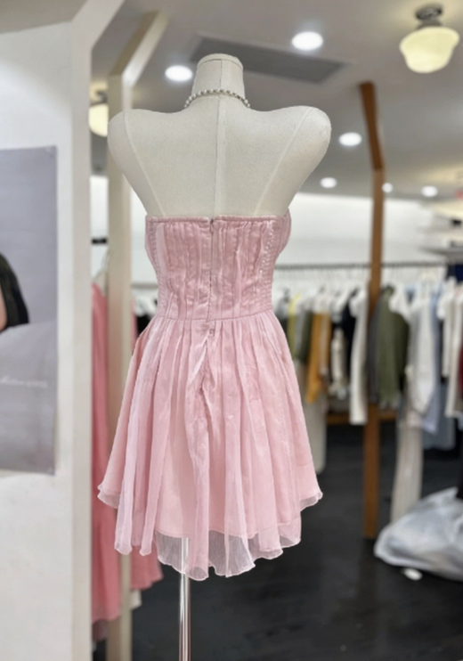 Simple Homecoming Dress Sweetheart Pleated Back to School Outfits Party Dress  D6563