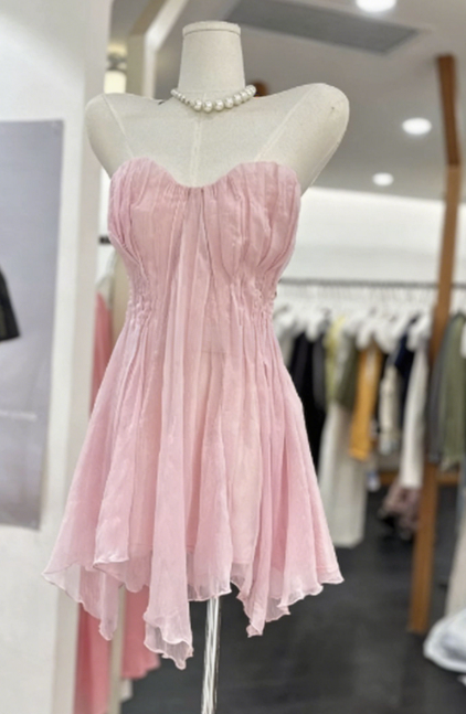 Simple Homecoming Dress Sweetheart Pleated Back to School Outfits Party Dress  D6563