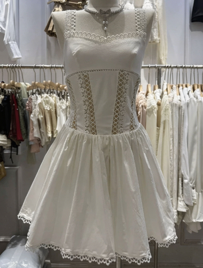 Elegant Homecoming Dress Bardot Lace Back to School Outfits Party Dress  D6565
