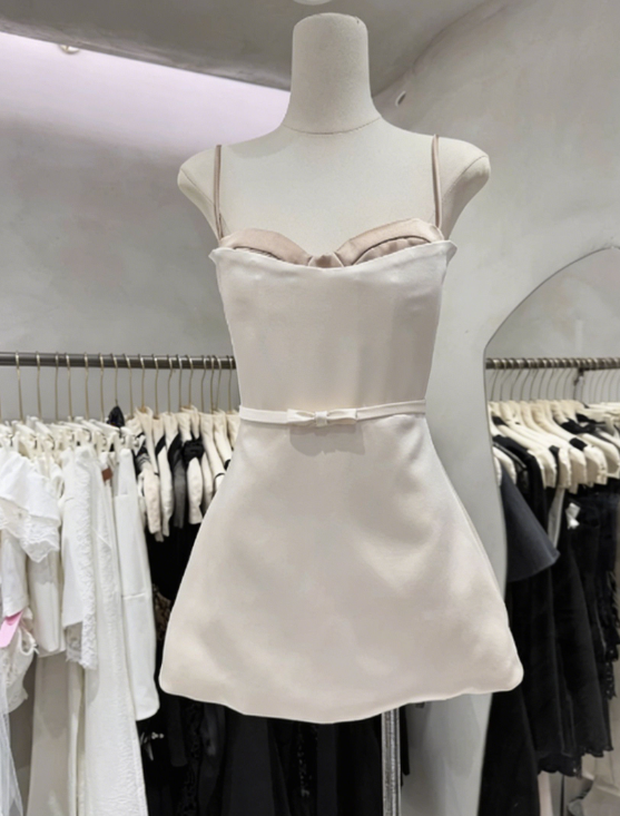 Elegant Homecoming Dress Spaghetti Strap Bowknot Back to School Outfits Party Dress  D6566