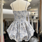 Elegant Homecoming Dress Spaghetti Strap Applique Back to School Outfits Party Dress  D6568