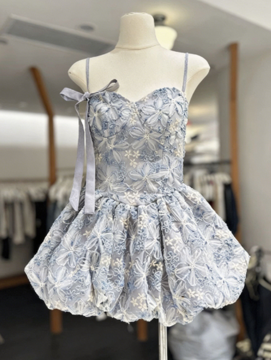 Elegant Homecoming Dress Spaghetti Strap Applique Back to School Outfits Party Dress  D6568