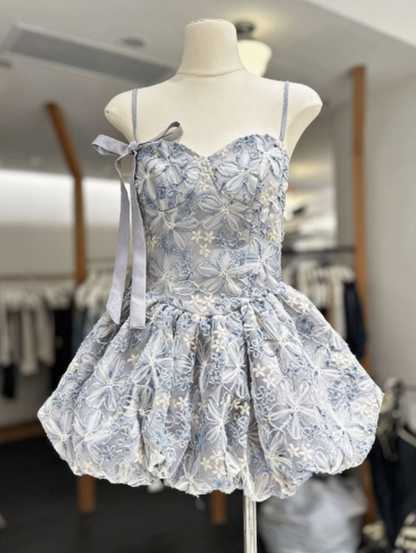 Elegant Homecoming Dress Spaghetti Strap Applique Back to School Outfits Party Dress  D6568
