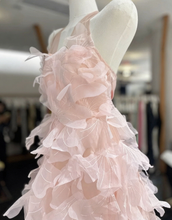 Beauty Homecoming Dress Spaghetti Strap Flower Back to School Outfits Party Dress  D6569