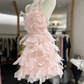Beauty Homecoming Dress Spaghetti Strap Flower Back to School Outfits Party Dress  D6569