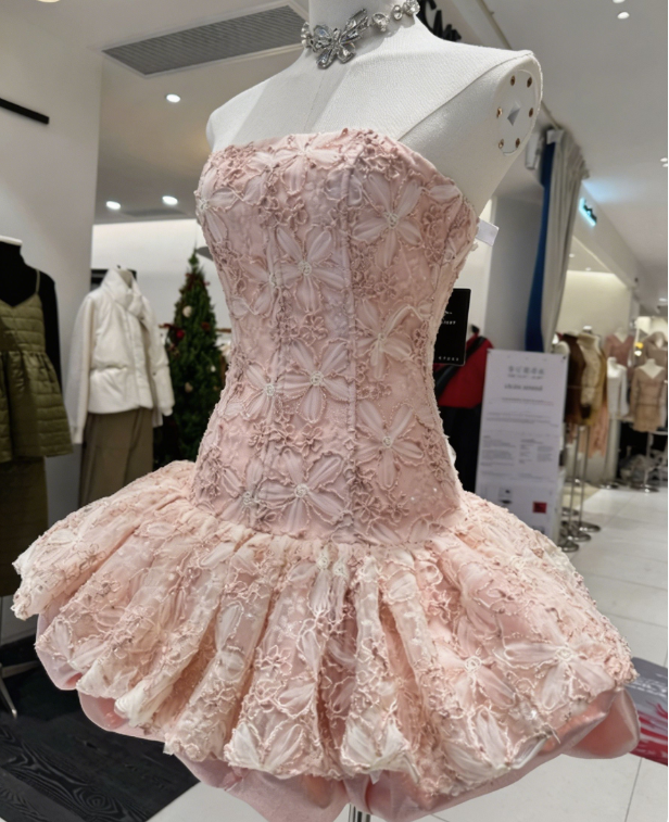 Stunning Homecoming Dress Strapless Applique Back to School Outfits Party Dress  D6572