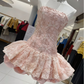 Stunning Homecoming Dress Strapless Applique Back to School Outfits Party Dress  D6572