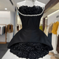 Stunning Homecoming Dress Strapless Flower Rinestone Back to School Outfits Party Dress  D6571