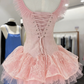Sweet Homecoming Dress Sheer Strap Bowknot Lace Back to School Outfits Party Dress  D6573
