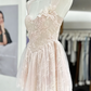 Sweet Homecoming Dress Sheer Strap Lace Flower Back to School Outfits Party Dress  D6574
