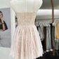 Sweet Homecoming Dress Sheer Strap Lace Flower Back to School Outfits Party Dress  D6574