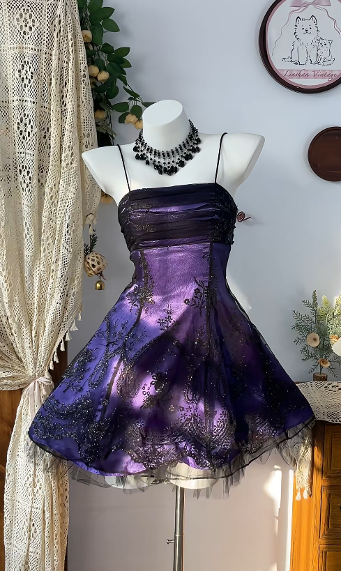 Stunning Homecoming Dress Spaghetti Strap Lace Back to School Outfits Party Dress  D6592