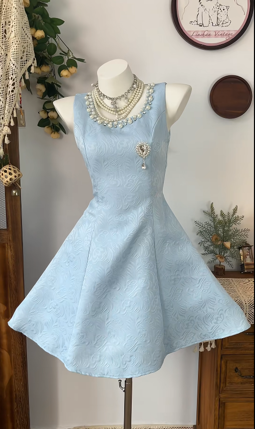 Elegant Homecoming Dress Square Pearl Back to School Outfits Party Dress  D6586