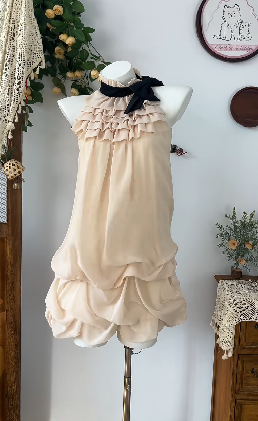 Pretty Homecoming Dress High Collar Cascade Back to School Outfits Party Dress  D6599