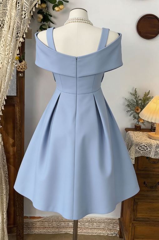 Elegant Homecoming Dress Poretrait Pleated Back to School Outfits Party Dress  D6587