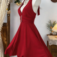 Charming Homecoming Dress V Neck Rinestone Pleated Backless Back to School Outfits Party Dress  D6585