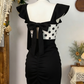 Charming Homecoming Dress Square Bowknot Pleated Back to School Outfits Party Dress  D6584